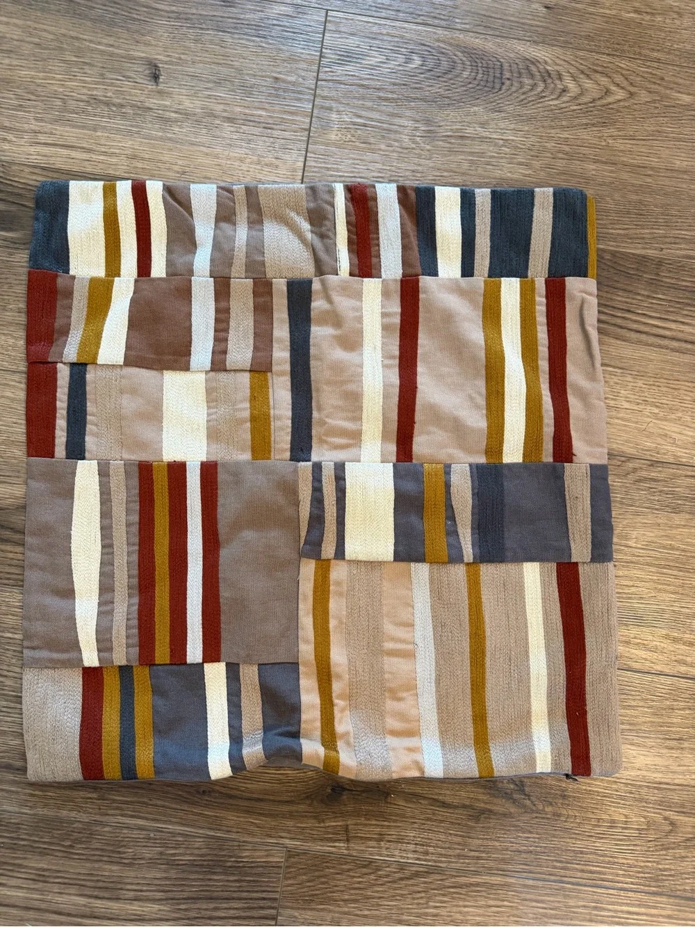 (2) Crate&Barrel Kenton Crewel Panel Pillow Shams 20”x20” Like New